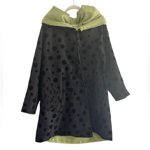 Ubu Vintage Parisian Jacket Velvet Dot Black/Green Reversible Travel Jacket Sz S
